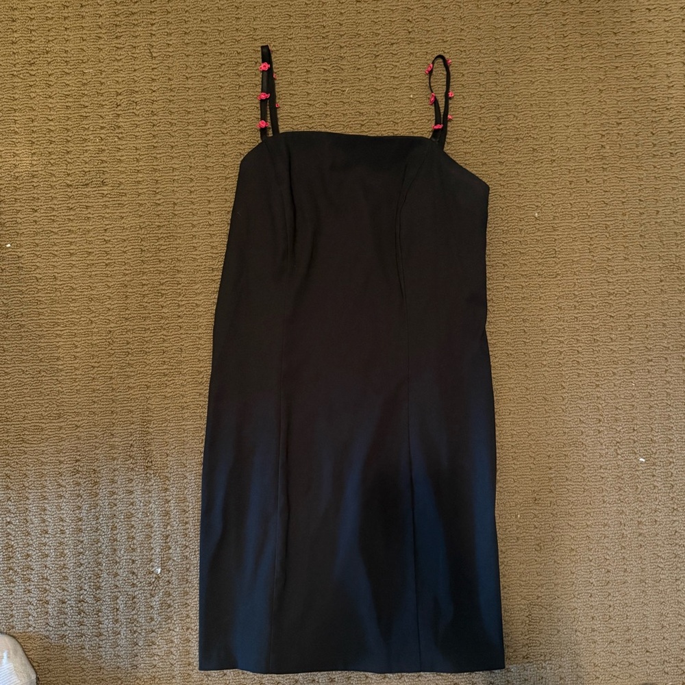 Elegant Black Dress with Pink Accents